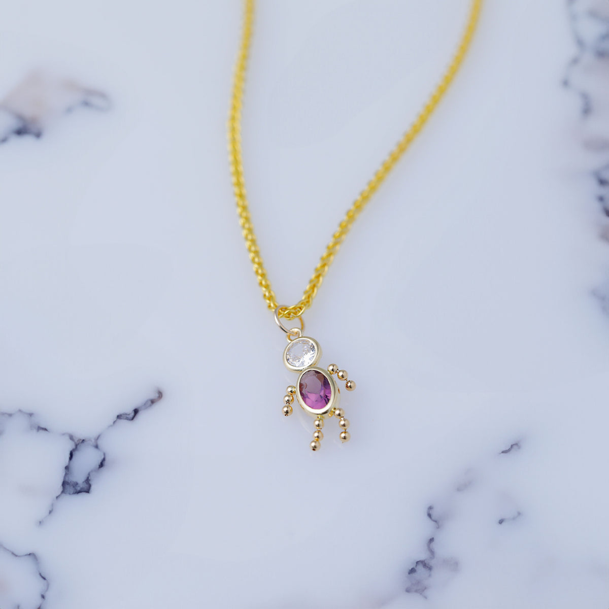 14k February Boy Birthstone Charm-XCK159