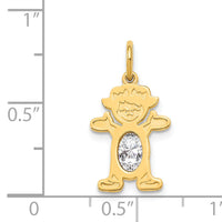 14K Girl 6x4 Oval Genuine White Topaz-April-XCK16