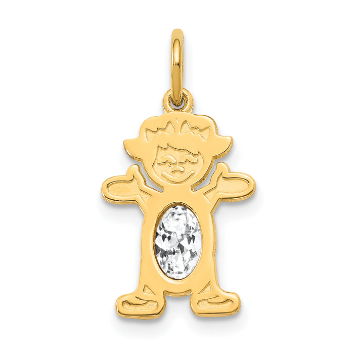 14K Girl 6x4 Oval Genuine White Topaz-April-XCK16