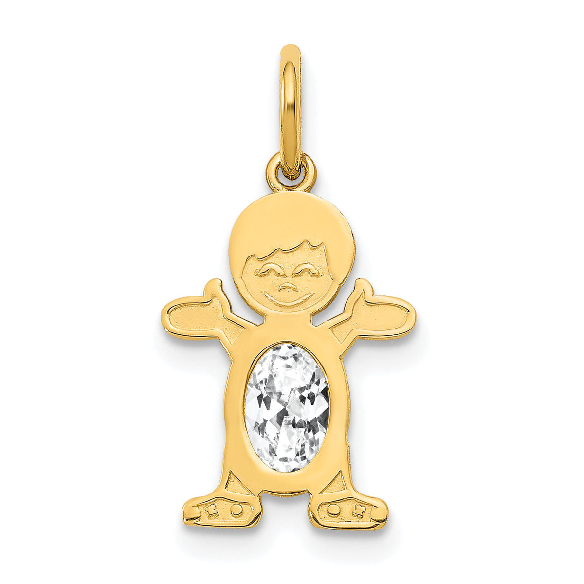 14K Boy 6x4 Oval Genuine White Topaz-April-XCK17
