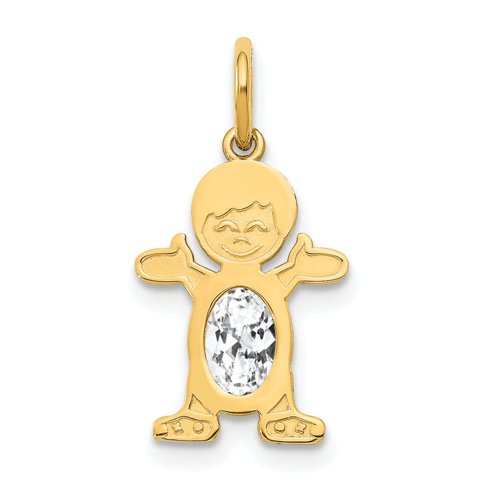 14K Boy 6x4 Oval Genuine White Topaz-April-XCK17