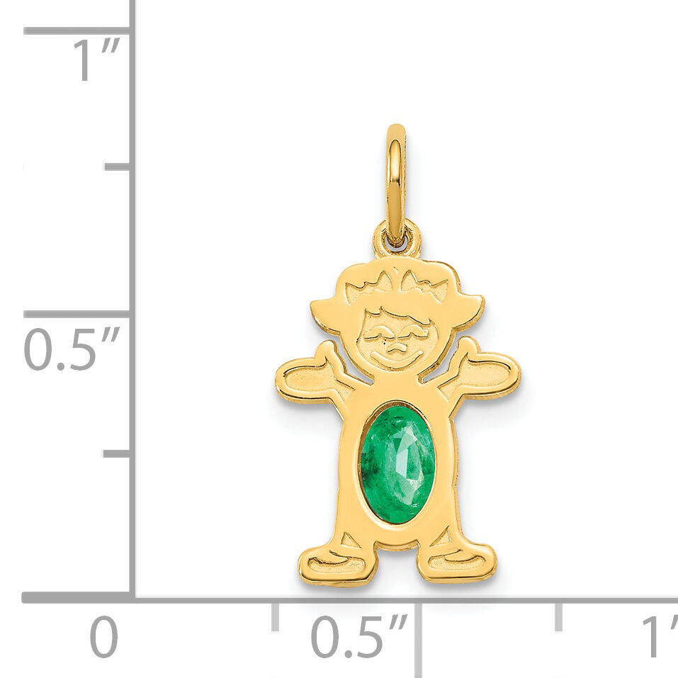 14K Girl 6x4 Oval Genuine Emerald-May-XCK18