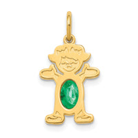 14K Girl 6x4 Oval Genuine Emerald-May-XCK18