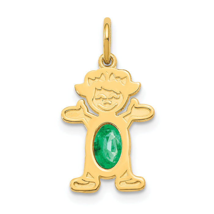 14K Girl 6x4 Oval Genuine Emerald-May-XCK18