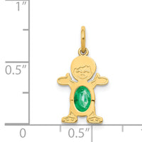 14K Boy 6x4 Oval Genuine Emerald-May-XCK19