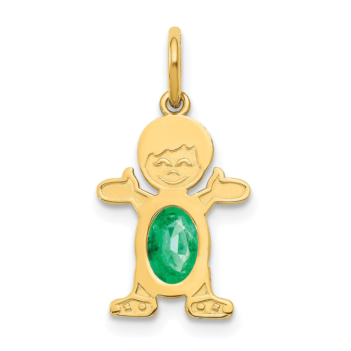 14K Boy 6x4 Oval Genuine Emerald-May-XCK19