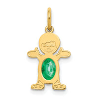 14K Boy 6x4 Oval Genuine Emerald-May-XCK19