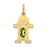 14K Boy 6x4 Oval Genuine Peridot-August-XCK25