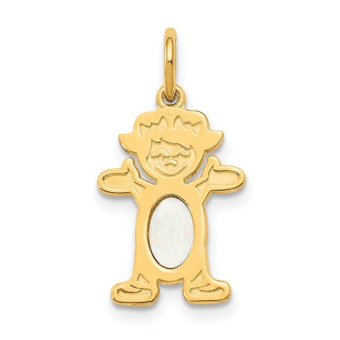 14K Girl 6x4 Oval Genuine Opal-October-XCK28