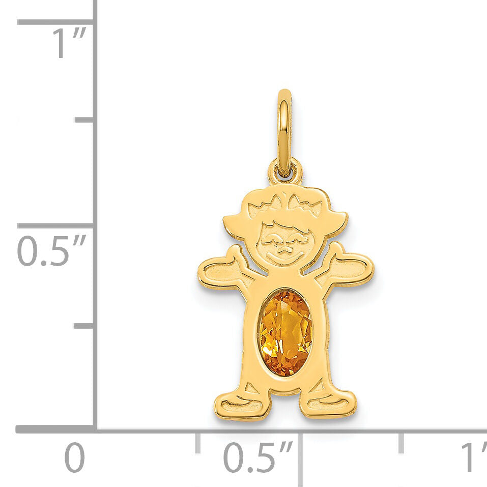 14K Girl 6x4 Oval Genuine Citrine-November-XCK30