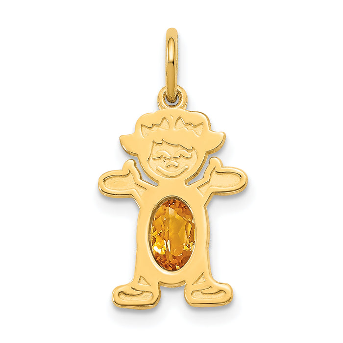 14K Girl 6x4 Oval Genuine Citrine-November-XCK30