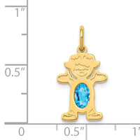 14K Girl 6x4 Oval Genuine Blue Topaz-December-XCK32