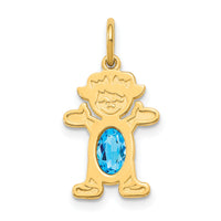 14K Girl 6x4 Oval Genuine Blue Topaz-December-XCK32