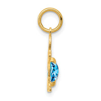 14K Boy 6x4 Oval Genuine Blue Topaz-December-XCK33
