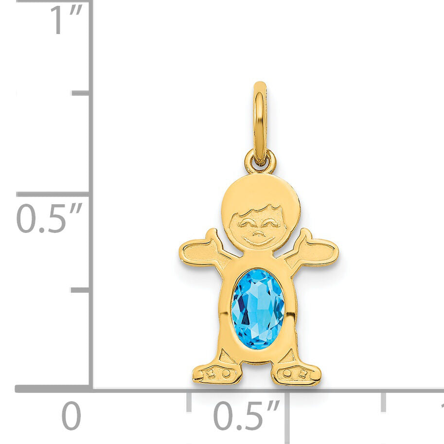 14K Boy 6x4 Oval Genuine Blue Topaz-December-XCK33