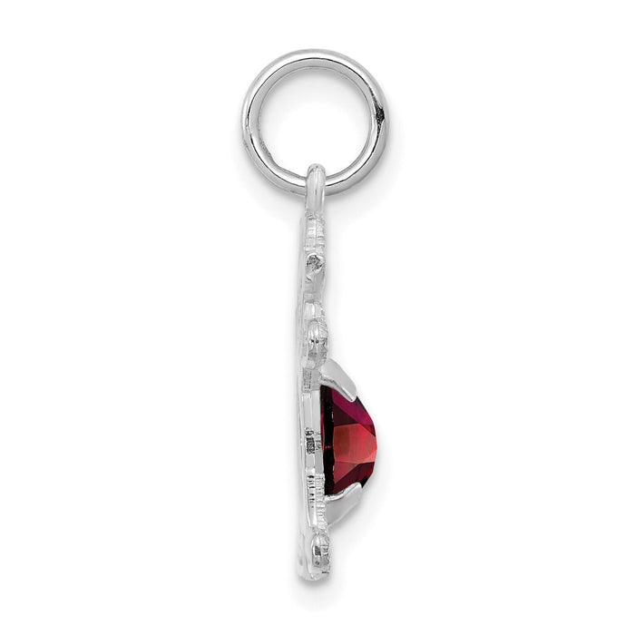 14K White Gold Girl 6x4 Oval Genuine Garnet-January-XCK34