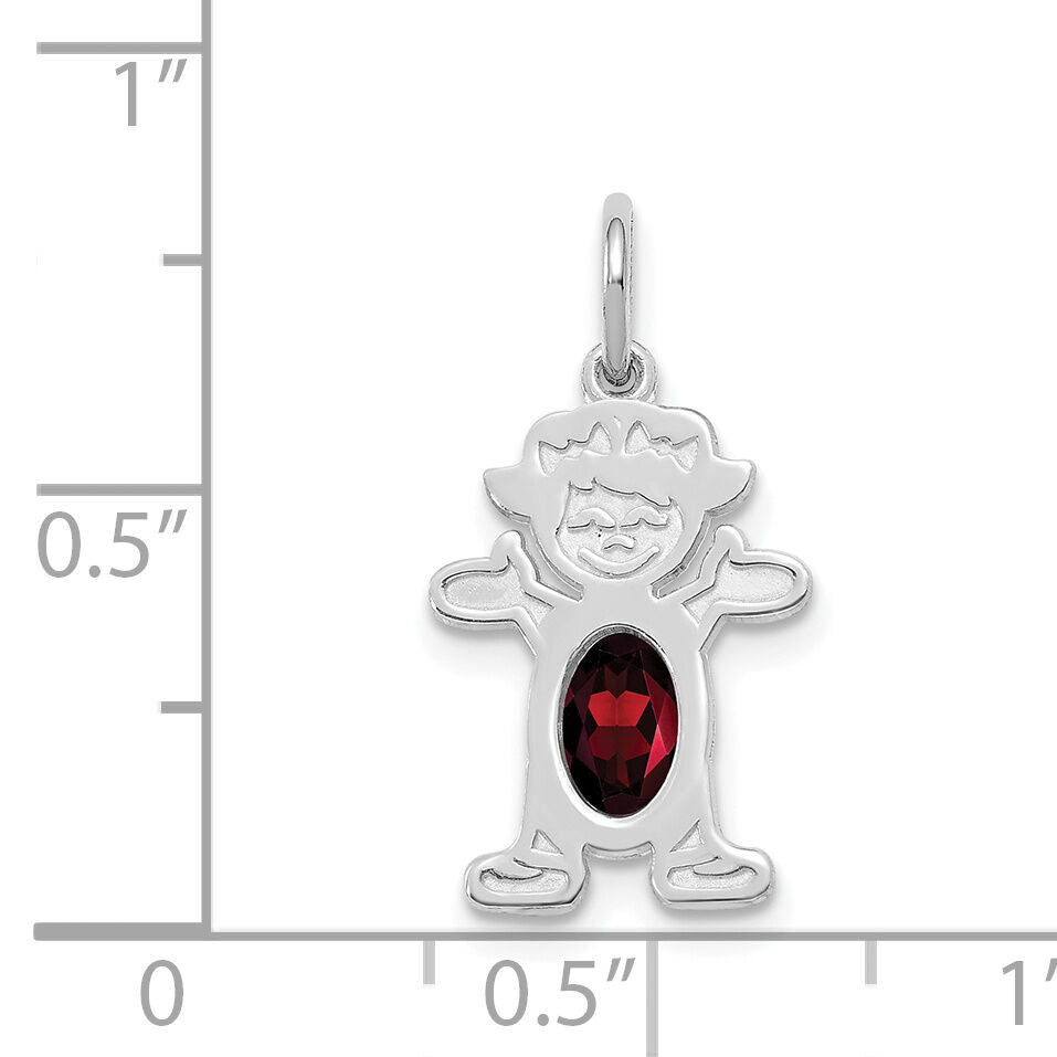 14K White Gold Girl 6x4 Oval Genuine Garnet-January-XCK34