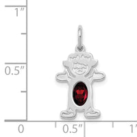 14K White Gold Girl 6x4 Oval Genuine Garnet-January-XCK34