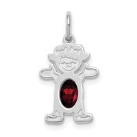 14K White Gold Girl 6x4 Oval Genuine Garnet-January-XCK34