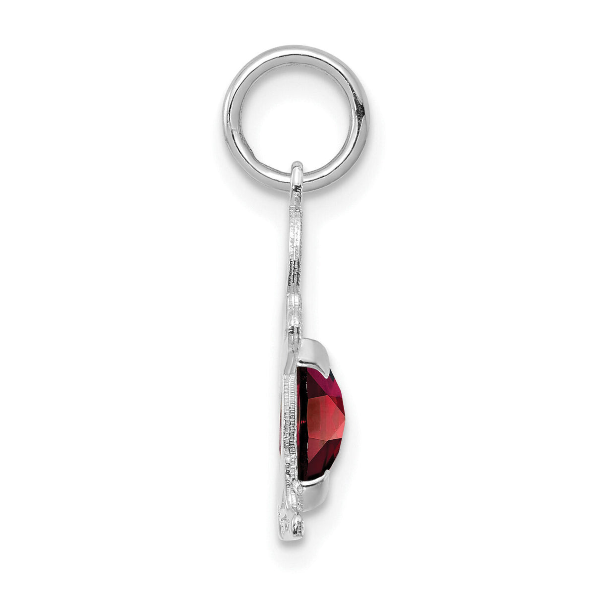 14K White Gold Boy 6x4 Oval Genuine Garnet-January-XCK35