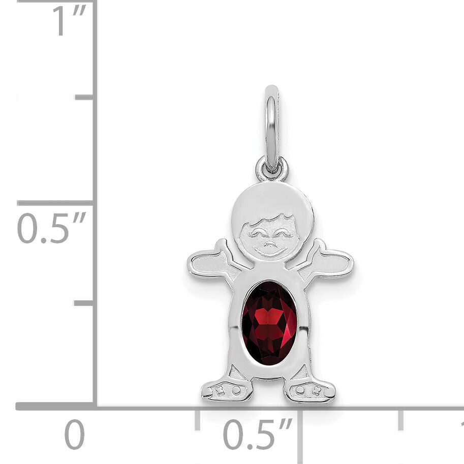 14K White Gold Boy 6x4 Oval Genuine Garnet-January-XCK35