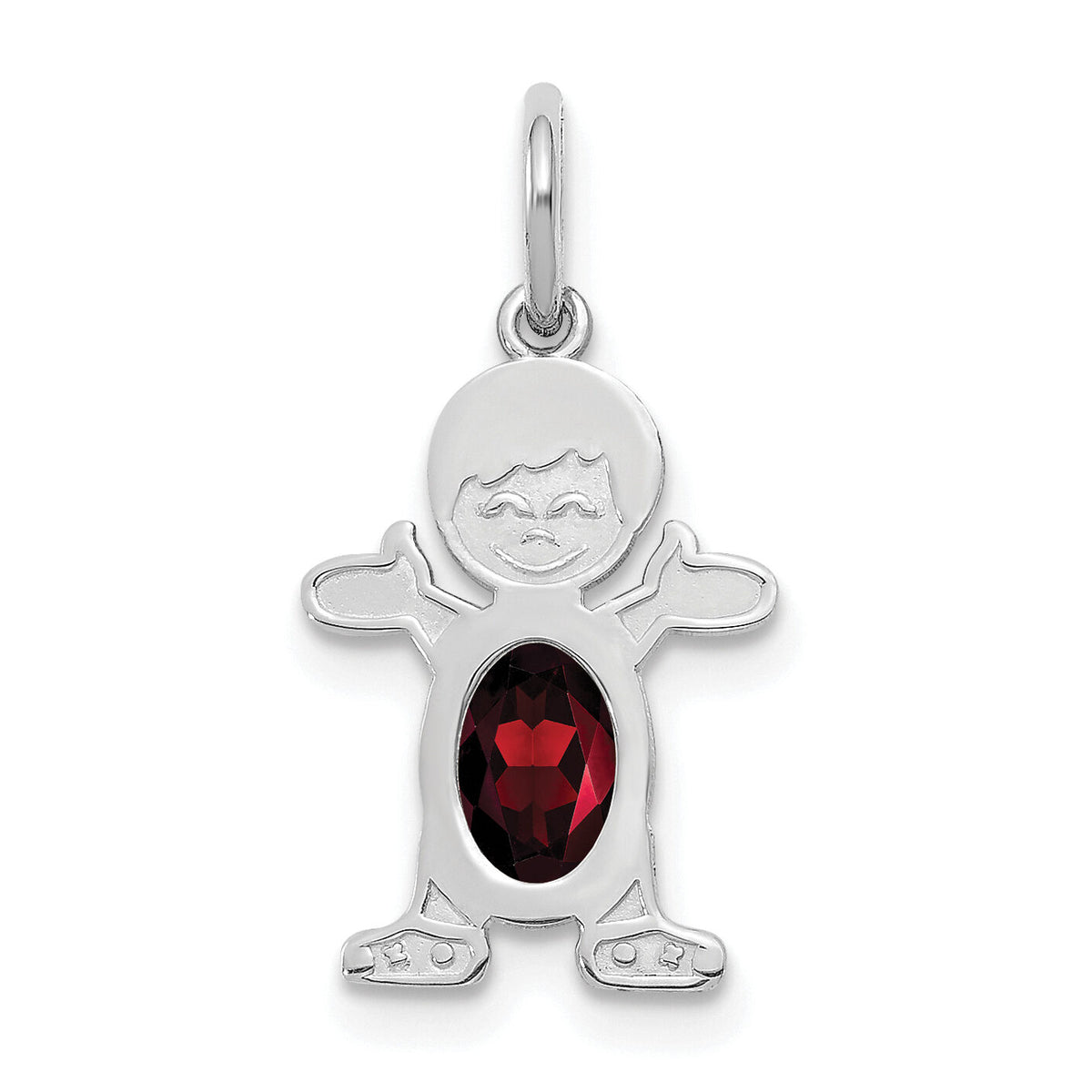 14K White Gold Boy 6x4 Oval Genuine Garnet-January-XCK35