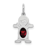 14K White Gold Boy 6x4 Oval Genuine Garnet-January-XCK35