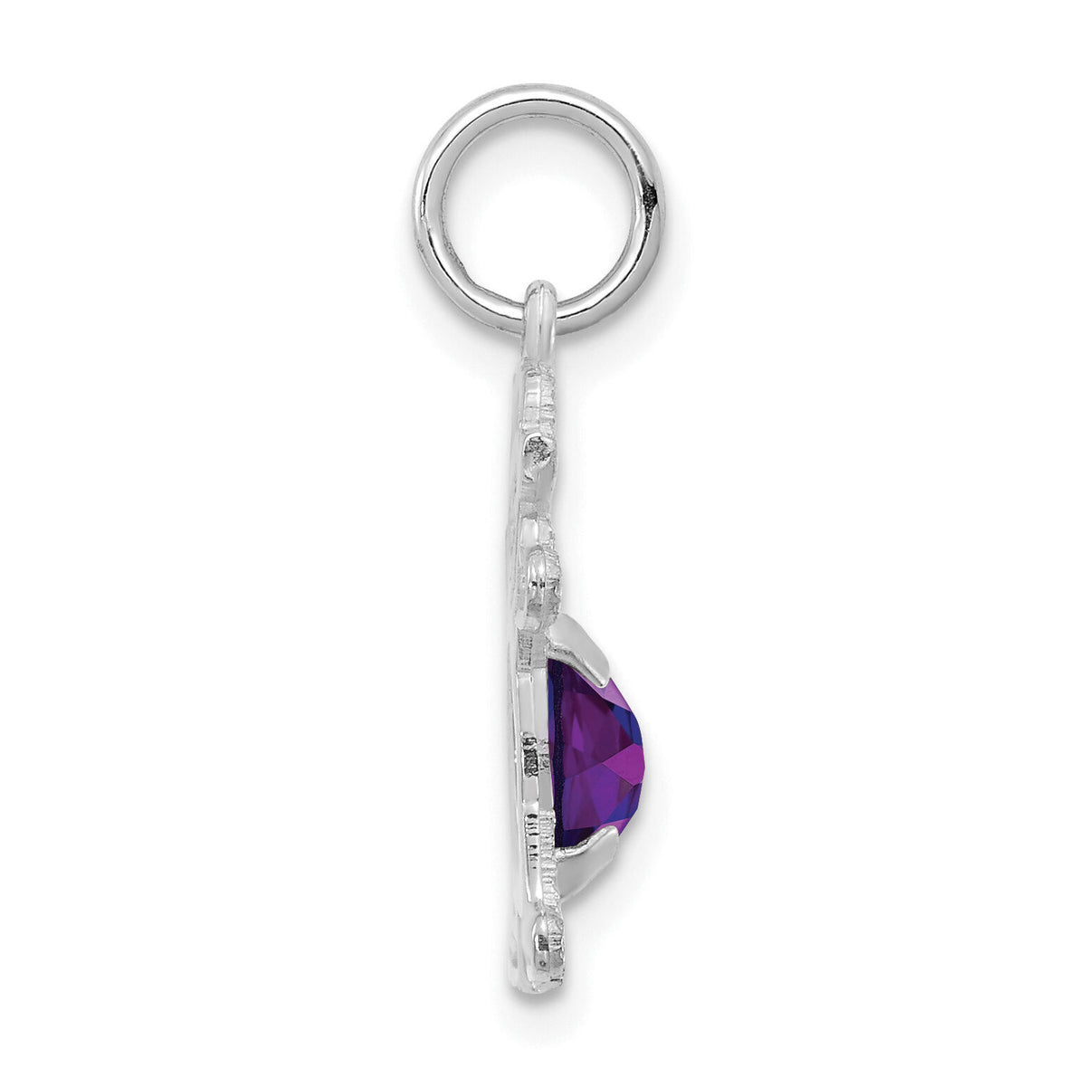 14K White Gold Girl 6x4 Oval Genuine Amethyst-February-XCK36