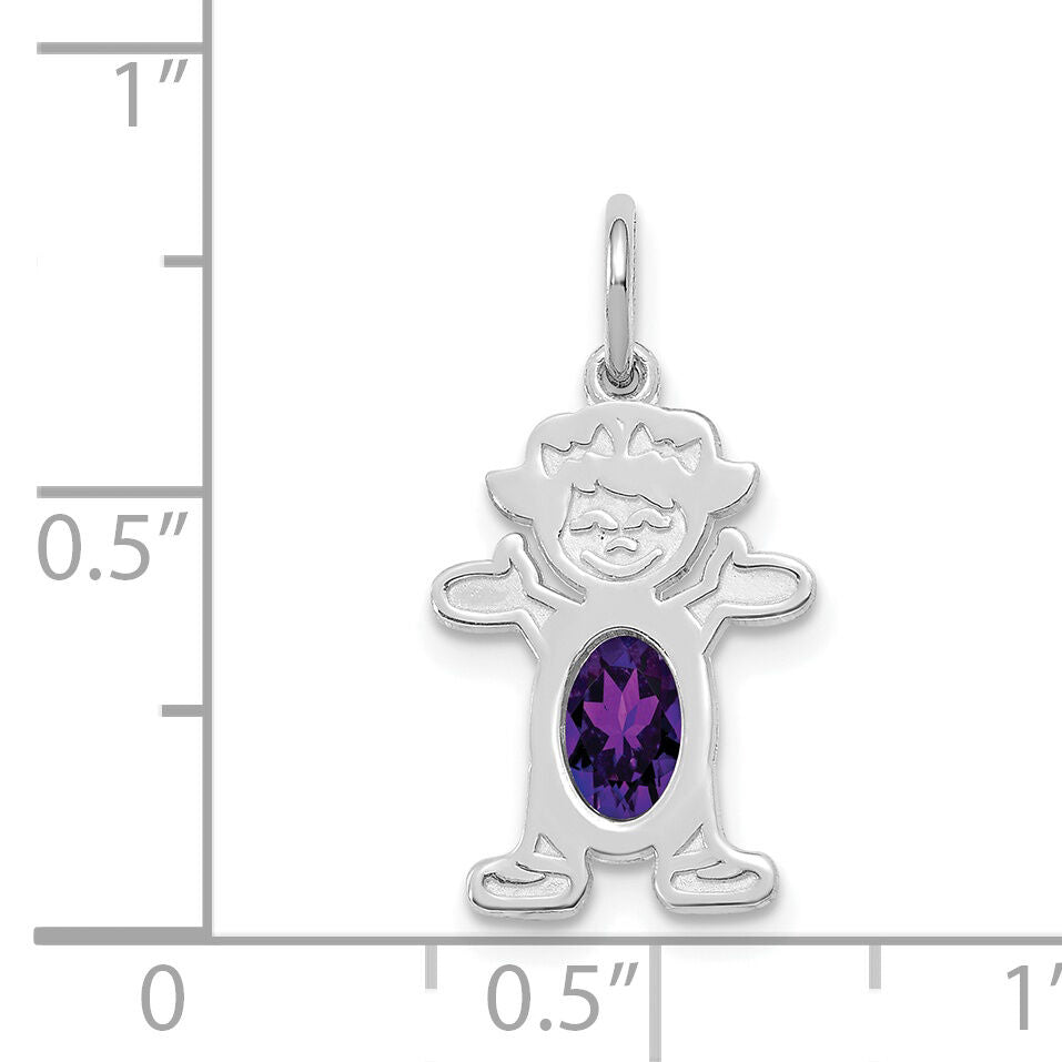 14K White Gold Girl 6x4 Oval Genuine Amethyst-February-XCK36