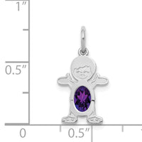 14K White Gold Boy 6x4 Oval Genuine Amethyst-February-XCK37