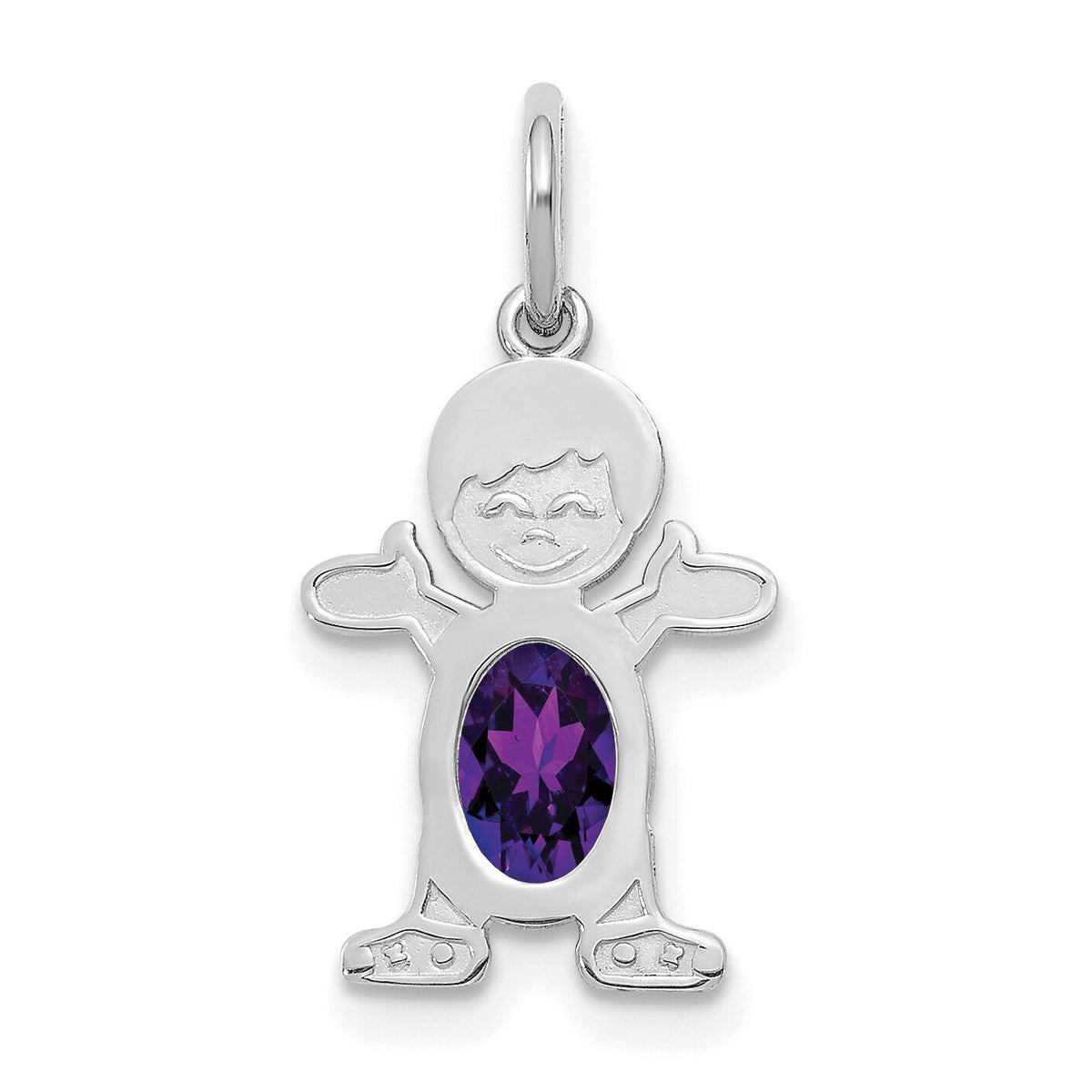14K White Gold Boy 6x4 Oval Genuine Amethyst-February-XCK37