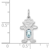 14K White Gold Girl 6x4 Oval Genuine Aquamarine-March-XCK38