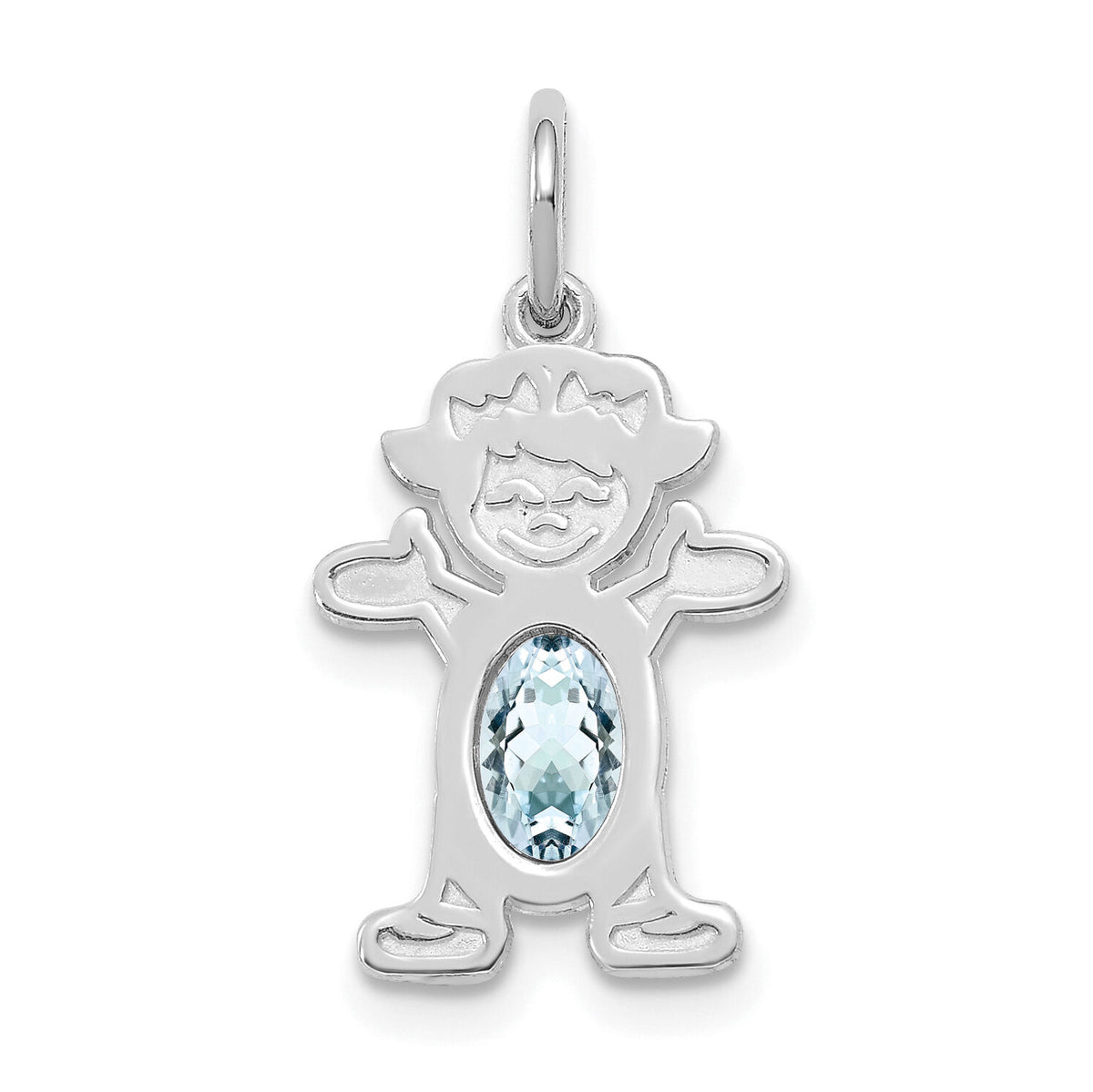 14K White Gold Girl 6x4 Oval Genuine Aquamarine-March-XCK38