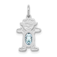14K White Gold Girl 6x4 Oval Genuine Aquamarine-March-XCK38