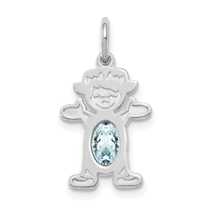 14K White Gold Girl 6x4 Oval Genuine Aquamarine-March-XCK38