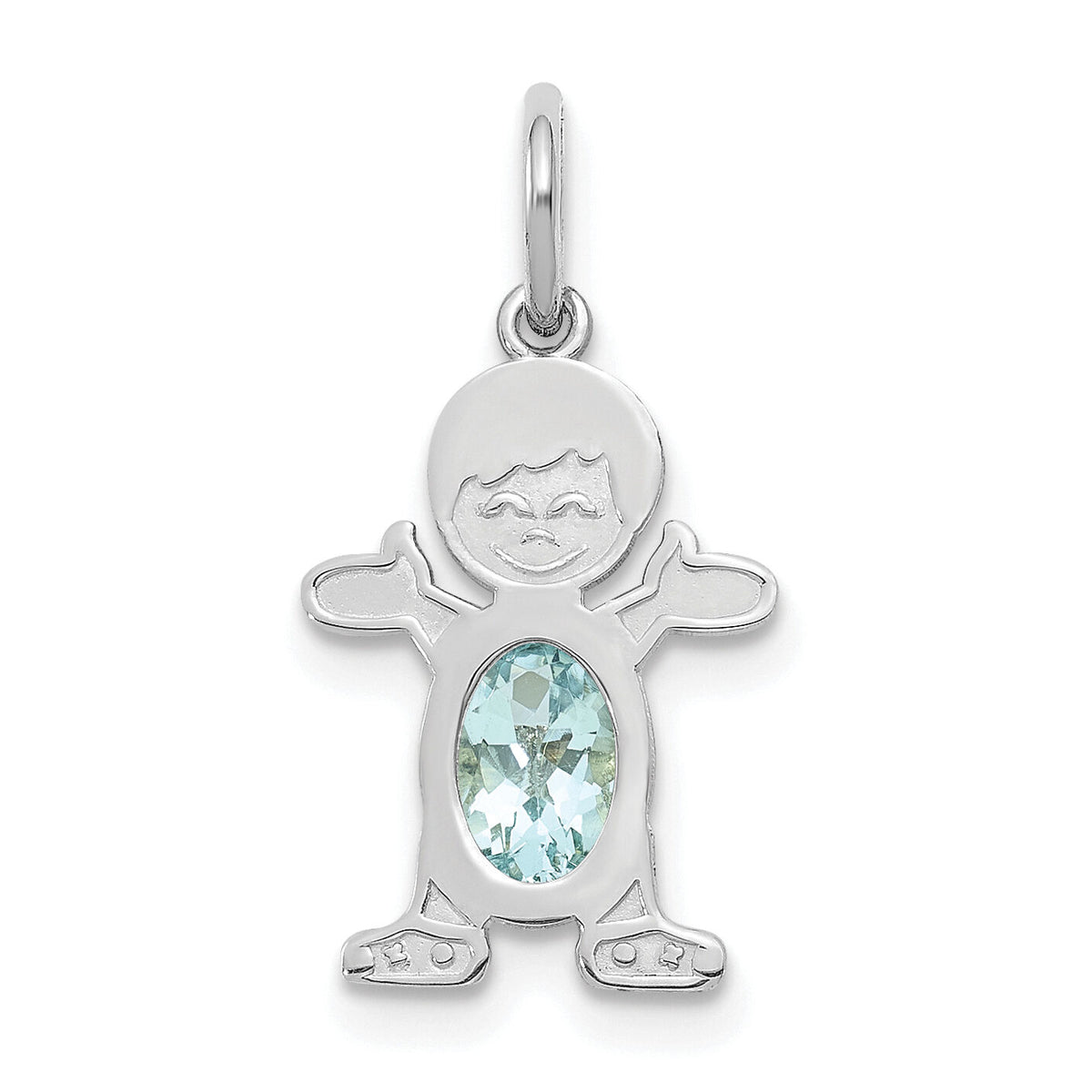 14K White Gold Boy 6x4 Oval Genuine Aquamarine-March-XCK39