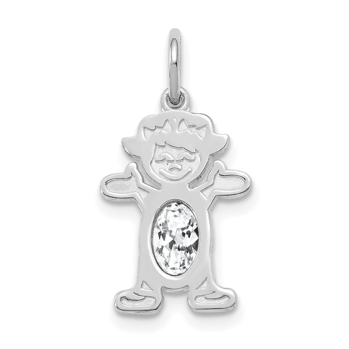 14K White Gold Girl 6x4 Oval Genuine White Topaz-April-XCK40