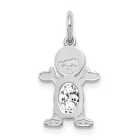 14K White Gold Boy 6x4 Oval Genuine White Topaz-April-XCK41