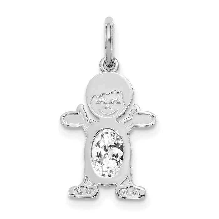 14K White Gold Boy 6x4 Oval Genuine White Topaz-April-XCK41