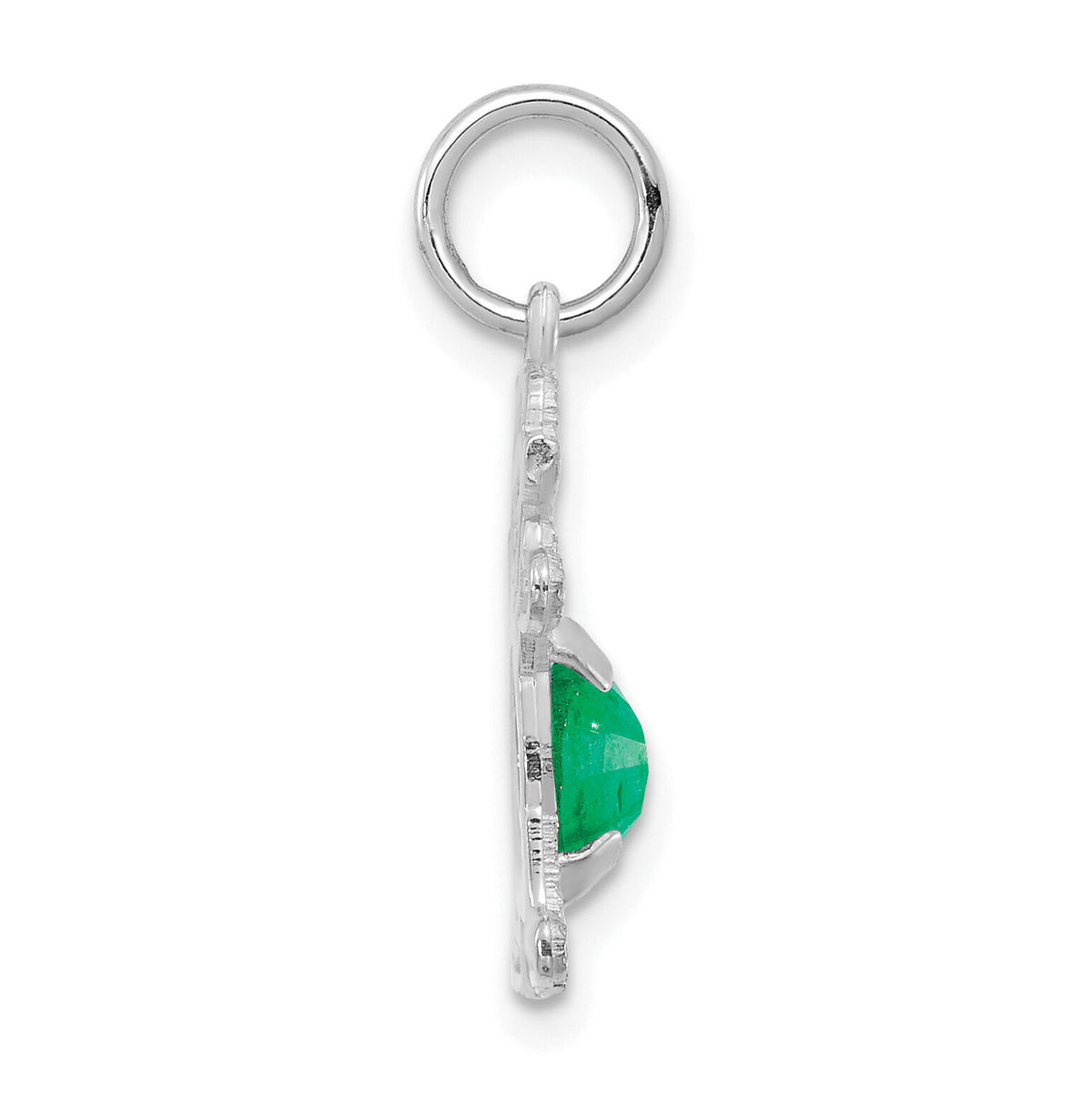 14K White Gold Girl 6x4 Oval Genuine Emerald-May-XCK42