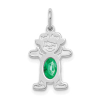 14K White Gold Girl 6x4 Oval Genuine Emerald-May-XCK42