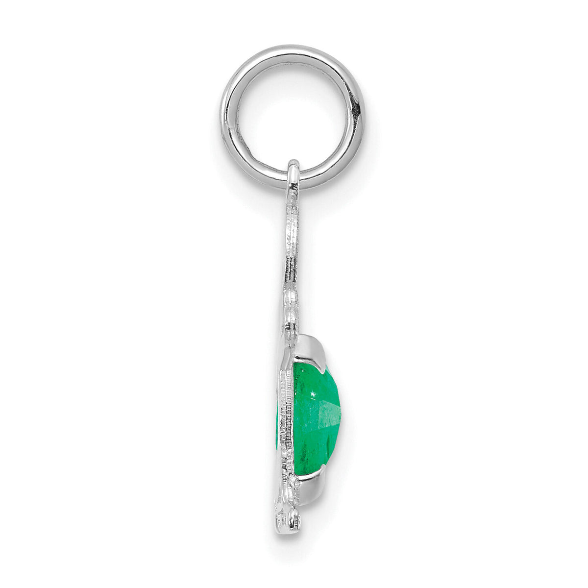 14K White Gold Boy 6x4 Oval Genuine Emerald-May-XCK43