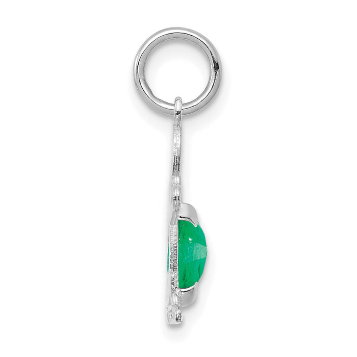 14K White Gold Boy 6x4 Oval Genuine Emerald-May-XCK43