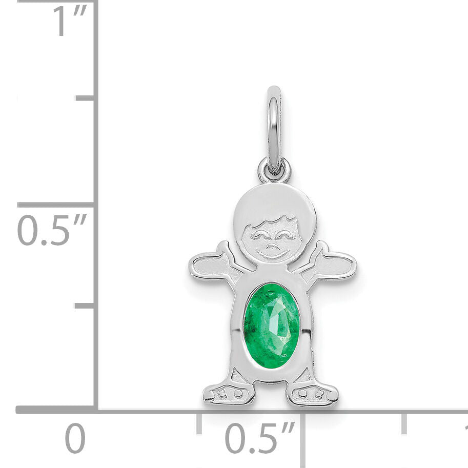 14K White Gold Boy 6x4 Oval Genuine Emerald-May-XCK43