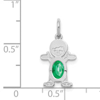 14K White Gold Boy 6x4 Oval Genuine Emerald-May-XCK43