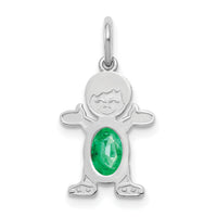 14K White Gold Boy 6x4 Oval Genuine Emerald-May-XCK43