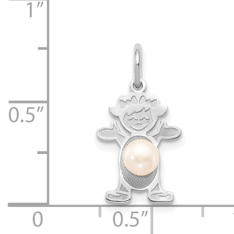 14K White Gold Girl 4mm FW Cultured Pearl-June-XCK44