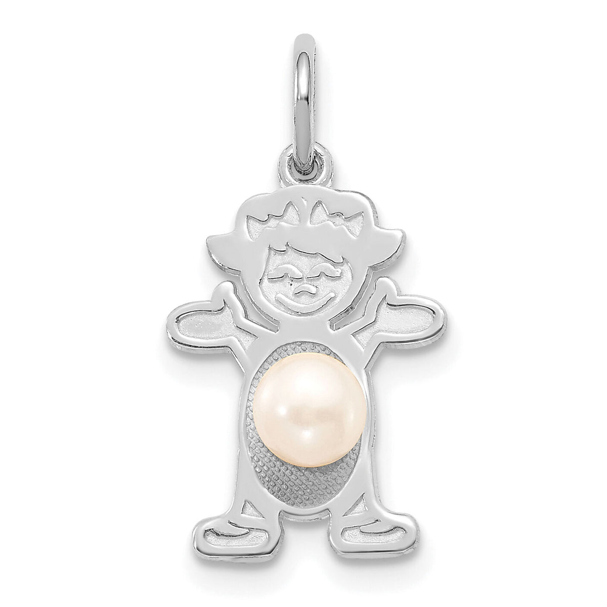 14K White Gold Girl 4mm FW Cultured Pearl-June-XCK44