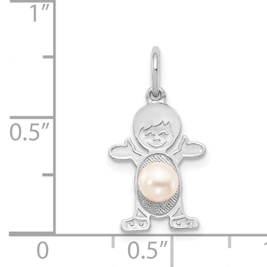 14K White Gold Boy 4mm FW Cultured Pearl-June-XCK45