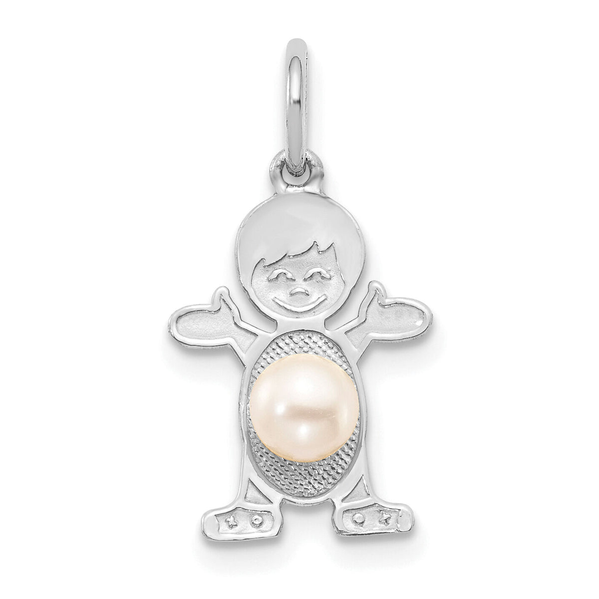 14K White Gold Boy 4mm FW Cultured Pearl-June-XCK45